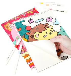 Venta al por mayor ilustraciones educativas niños creativos en cinta pegatinas A4 espiral dibujo cuaderno de notas