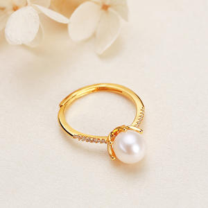 Anillo de Perlas de Agua Dulce Elegante al por Mayor, Diseño de Corona de Reina con Boca Abierta, Joyería de Moda Transfronteriza - Product Image 1