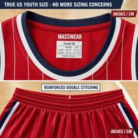 Maillot de basket varsity personnalisé pour jeunes, sublimé, à rayures fines, orange, uniforme d'équipe pour garçons, pour l'école, la ligue d'élite, en gros