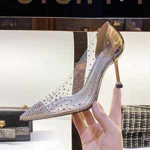 Quality Hollow Mesh Salto Alto 1 Pair Luxury Studded <b>Slippers</b> Thin Stiletto Heels for Ladies and Women - Product Image 4