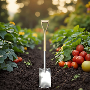 Pelle de jardin multifonctionnelle en acier inoxydable de haute qualité pour l'extérieur, avec manche en bois – Outil de jardinage - Product Image 1