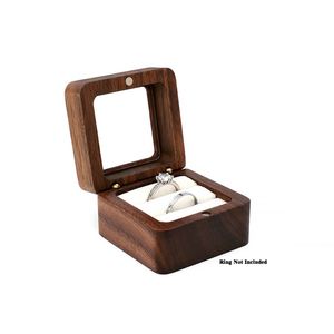 Mini Square Elegant and Retro Engagement Wedding Ring Holder <b>Box</b> DIY Laser Personalized Wooden Ring <b>Box</b> - Product Image 1