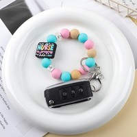 Neue Bunte Regenbogen-Silikon-Perlenarmband-Schlüsselanhänger für Lehrer, Ärzte, Krankenschwestern, Elastisches Armband, Schlüsselringe, Taschenanhänger, Accessoire