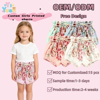 Shorts Florales para Niñas al por Mayor de Fábrica, Cintura con Cordón, Secado Rápido, para Playa y Surf, OEM, Color y Logotipo Personalizables