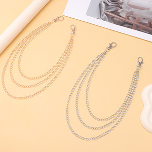 โซ่คาดเอวโลหะหลายชั้นสีทองสำหรับสไตล์ฮิปฮอปเดนิม - Product Image 3