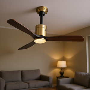 Ventilador de techo moderno de 52 pulgadas con luz, 3 aspas de madera, motor y control remoto para sala de estar - Product Image 2