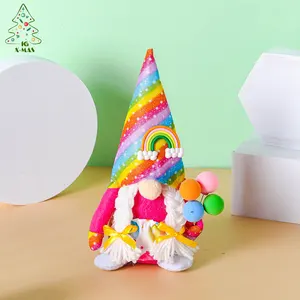 Adornos De Navidad para decoración De cumpleaños, muñecos De elfo De colores del Arcoíris De 24cm