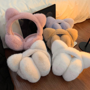 Cache-oreilles en peluche oreilles de chat mignons, protection auditive chaude et tendance pour l'hiver, résistants au vent et au froid, pour étudiantes et cyclistes - Product Image 1