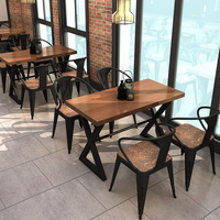 Ensemble de chaises de salle à manger en bois massif vintage et moderne en fer industriel Art Design pour le salon pour la maison Bar Restaurant BBQ Shop