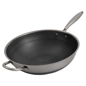 Panela <span class=keywords><strong>Wok</strong></span> Chinesa <span class=keywords><strong>Wok</strong></span> domestique grande capacité 3 plis en acier inoxydable nid d'abeille Grande casserole revêtement antiadhésif <span class=keywords><strong>Wok</strong></span> - Product Image 4