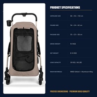 Poussette de voyage de luxe pour grands chiens, chariot en aluminium, imperméable, personnalisable, réglable et pliable pour deux chiens