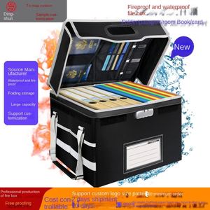 High-Temperature Fireproof Organizer <b>Box</b> Double-Layer Car Folding <b>Storage</b> Locker Lock <b>Waterproof</b> Office Fireproof File <b>Box</b> - Product Image 2
