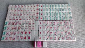 En stock – Nouvel ensemble de Mahjong américain en acrylique rose, écologique, portable, cadeau de luxe pour soirées de jeu en famille – 166 tuiles - Product Image 2