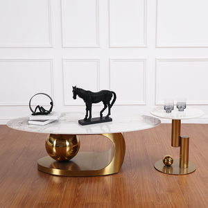 Mesa de Centro Pequeña de Metal, Estilo Retro Moderno y Lujoso, Portátil, Estilo Nórdico, Convertible, para Sala de Estar, Dormitorio o Gimnasio - Product Image 2