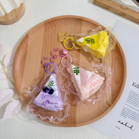 Porte-clés Squishy Gâteau Basque Artisanal, Jouet Sensoriel Anti-stress Kawaii à Remontée Lente, Breloque pour Soulagement du Stress, Cadeaux de Fête