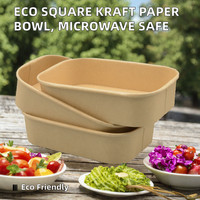 Conteneur alimentaire jetable biodégradable en papier kraft carré de 16 à 40 oz avec couvercle pour nouilles