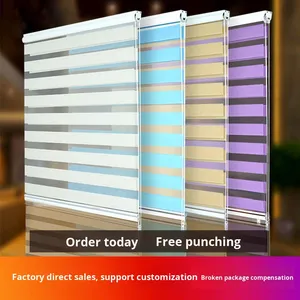 Stores vénitiens occultants électriques sans perçage 2025, pare-soleil enroulable pour cuisine, salle de bain, fenêtre, en polyester, bambou, persiennes - Product Image 4