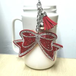 New Creative Gift Crystal Rhinestone Bow Key Chains Bow Tassel Keyring Bag Accessories Car Pendant Cheer Bow Keychain