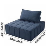 Fauteuil Modulaire Contemporain en Tissu Tofu, Chaise Sans Accoudoirs avec Coussins Profonds, Canapé Rembourré pour Appartement et Salon
