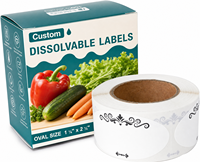 Étiquettes alimentaires en rouleau pour contenants de préparation culinaire, gommeuses, solubles dans l'eau, inscriptibles, 2x1 pouce, 1x2 pouce, vente en gros