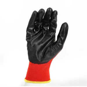 Guantes de nitrilo rojo en388 de calibre 13, guantes de trabajo personalizados, guantes de agarre de goma