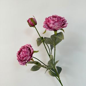 Simulated Peony Bouquet 3 <b>Heads</b> PVC High Simulation European <b>Style</b> Wedding Home Decor - Product Image 2