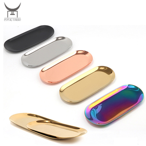 Organizer Storage Decorative Stainless Steel Tray for Perfume Jewelry, Candles Metal Holder Tray