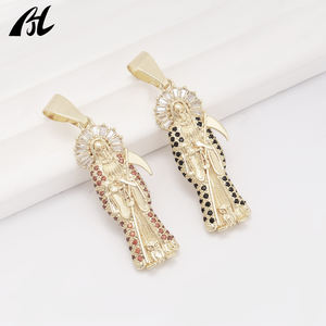 Ciondolo Hip Hop di Lusso in Stile <span class=keywords><strong>Death</strong></span> <span class=keywords><strong>Metal</strong></span> con Zirconi e Pietre Colorate Placcato in Oro 14K - Product Image 3