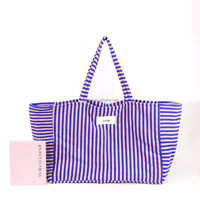 Sac de plage à bandoulière en tissu éponge doux rayé pour femme, grande capacité, avec logo personnalisé