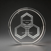 Plaque en cristal ronde Neelpure 199699, motif hexagonal gravé au laser 3D, logo personnalisé pour la reconnaissance d'entreprise