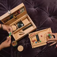 Boîte de rangement personnalisée en gros avec logo et couleur, pots anti-odeur, boîte de rangement en bois de bambou, accessoires pour fumeurs avec plateau à rouler