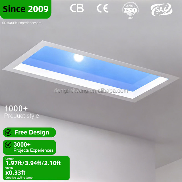 Indoor Artificial Sunlight LED SMD2835 High CRI 6000K Daylight Modern Recessed PC Blue Sky Rooflight Virtual Skylight Panel