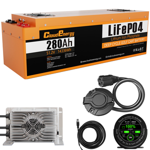 Cloudenergy GFS-48V-280AH con Cargador 48V (51.2V) 280Ah Batería LiFePO4 para Carro de Golf - 6000 Ciclos -20C 60C Pantalla Circular MOD - Product Image 1