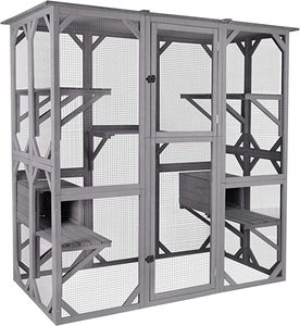 Огромный уличный деревянный домик для кошек с платформой, корпус для кошек, кондоминиумов, манеж для домашних животных - Product Image 1