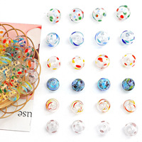 Perles en verre soufflé creuses de 14 mm et 16 mm peintes à la main, rondes et dessinées à la main, pour accessoires de colliers et bracelets DIY