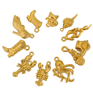 Pendentifs en acier inoxydable de formes variées pour la fabrication de bracelets, accessoires de bijouterie, breloques homard, moto, chaussures, coquillage - Product Image 4