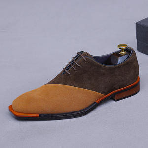 Chaussures en cuir pour hommes, nouveau style, finition velours inversé, style britannique, multicolores, chaussures habillées et richelieu en cuir pour hommes - Product Image 1