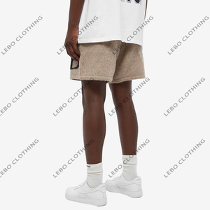 Pantaloncini in maglia pelosa da uomo con logo intarsio personalizzato all'ingrosso della fabbrica - Product Image 5