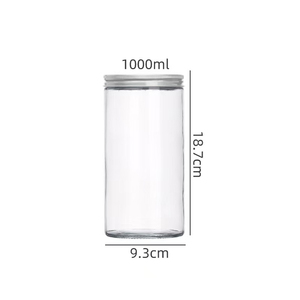 Frasco <span class=keywords><strong>de</strong></span> Vidrio Transparente Grueso <span class=keywords><strong>de</strong></span> Grado Alimenticio, 1000 ml, Boca Ancha Recta, Libre <span class=keywords><strong>de</strong></span> BPA, Reciclable, <span class=keywords><strong>para</strong></span> <span class=keywords><strong>Miel</strong></span>, Mermelada, Comida <span class=keywords><strong>para</strong></span> Bebés, Gelatina - Product Image 3