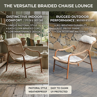 Chaise longue d'extérieur en rotin Meiqi, chaise inclinable réglable, chaise de relaxation pour patio, jardin, balcon, avec dossier pour une utilisation en extérieur