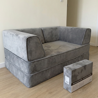 Neues Modernes Klappbares Doppel-Schlafsofa mit Futon-Mechanismus, Wandelbares Wohnzimmer-Apartment-Möbelstück, Platzsparend mit Schaumstoffpolsterung