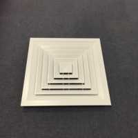 Diffuseur d'air de retour carré pour plafond 595x595mm, construction en aluminium, finition thermolaquée, design commercial, registre optionnel