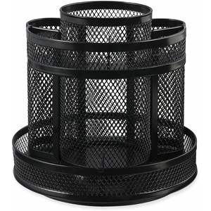 Organizador Giratorio Universal de Escritorio de Metal Negro con Malla, 8 Compartimentos, 6.5 Pulgadas de Diámetro x 6.13 Pulgadas de Alto, Embalaje en Caja para Uso en Oficina - Product Image 3