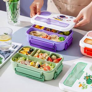 Eco-Friendly Silicone <b>Lunch</b> <b>Box</b> Set for School and Office Kids Bento Boxes <b>Microwave</b> Safe - Product Image 4