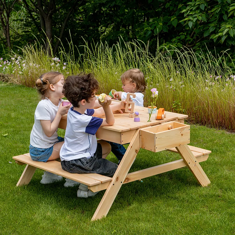 Outdoor-Bankmöbel mit Deckel Kinder-Picknicktisch aus Holz