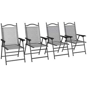 DB pour Offre Spéciale Lot de 4 chaises de patio pliantes Siège en tissu maillé respirant avec accoudoirs pour adultes Camping et voyage - Product Image 1