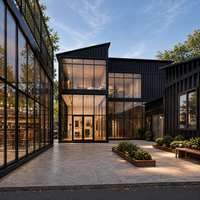 Bâtiment commercial modulaire préfabriqué à parois ondulées modernes pour la construction de cafés, hôtels, galeries d'art et magasins de détail