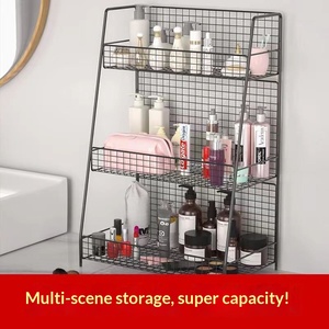 Boîte <span class=keywords><strong>de</strong></span> rangement pour cosmétiques <span class=keywords><strong>de</strong></span> célébrités d'<span class=keywords><strong>Internet</strong></span>, à trois niveaux, autoportante, sans installation, pour coiffeuse, soins <span class=keywords><strong>de</strong></span> la peau, toilettes, bureau - Product Image 3