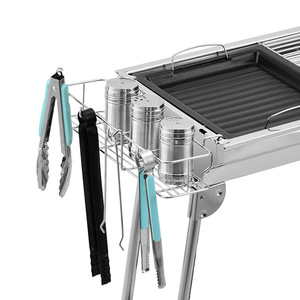 Panier de rangement en acier inoxydable 33x8.5x5.6cm pour support d'outils de barbecue de camping, design moderne et simple - Product Image 1