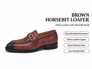 Mocassins marron patiné pour hommes, à enfiler, avec garniture métallique, en cuir véritable, semelle extérieure en caoutchouc, pour le bureau, les occasions professionnelles, les mariages, à bout pointu, vente en gros - Product Image 1